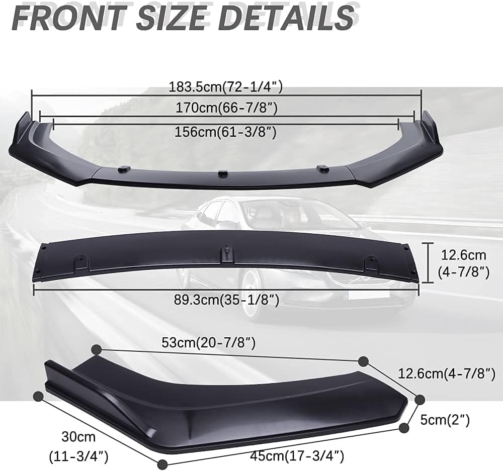 Compatible for Mustang 2005-2014 Front Splitter Bumper Lip Chin Spoiler Body Kit Car Diffuser Lip Trim Air Dam Accessories(Matte Black)