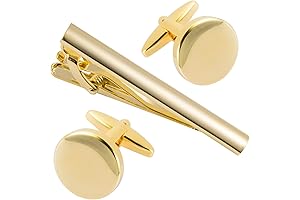 Personalized Gold Cuff Links Men Tie Clip Set
