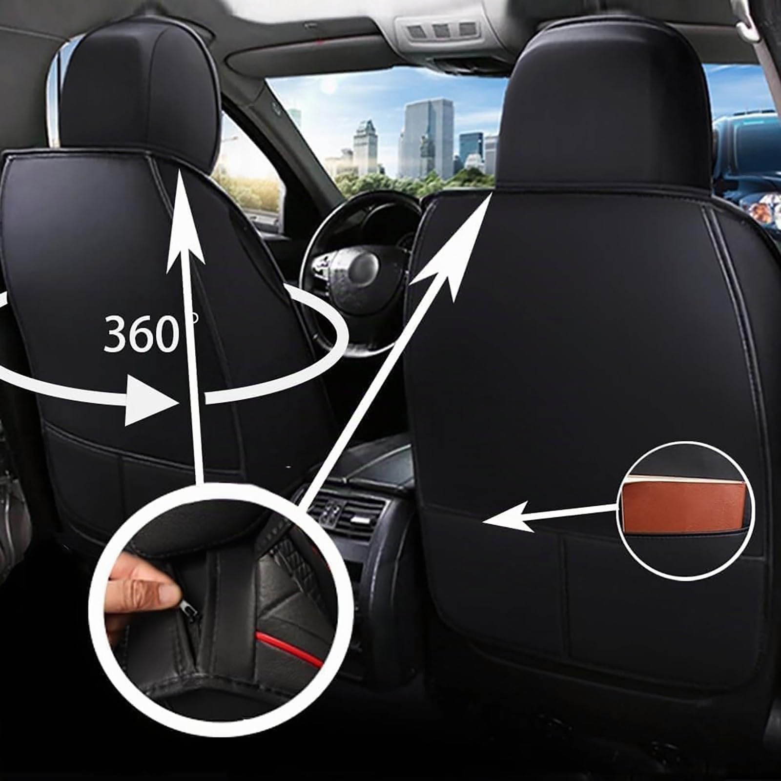 Funda Asiento Coche para Toyota Hilux 2017-2025,Juego Completo de Fundas Cuero Protectores Asiento Coche Delanteros y Traseros,Universal para La Mayoría,Black Red
