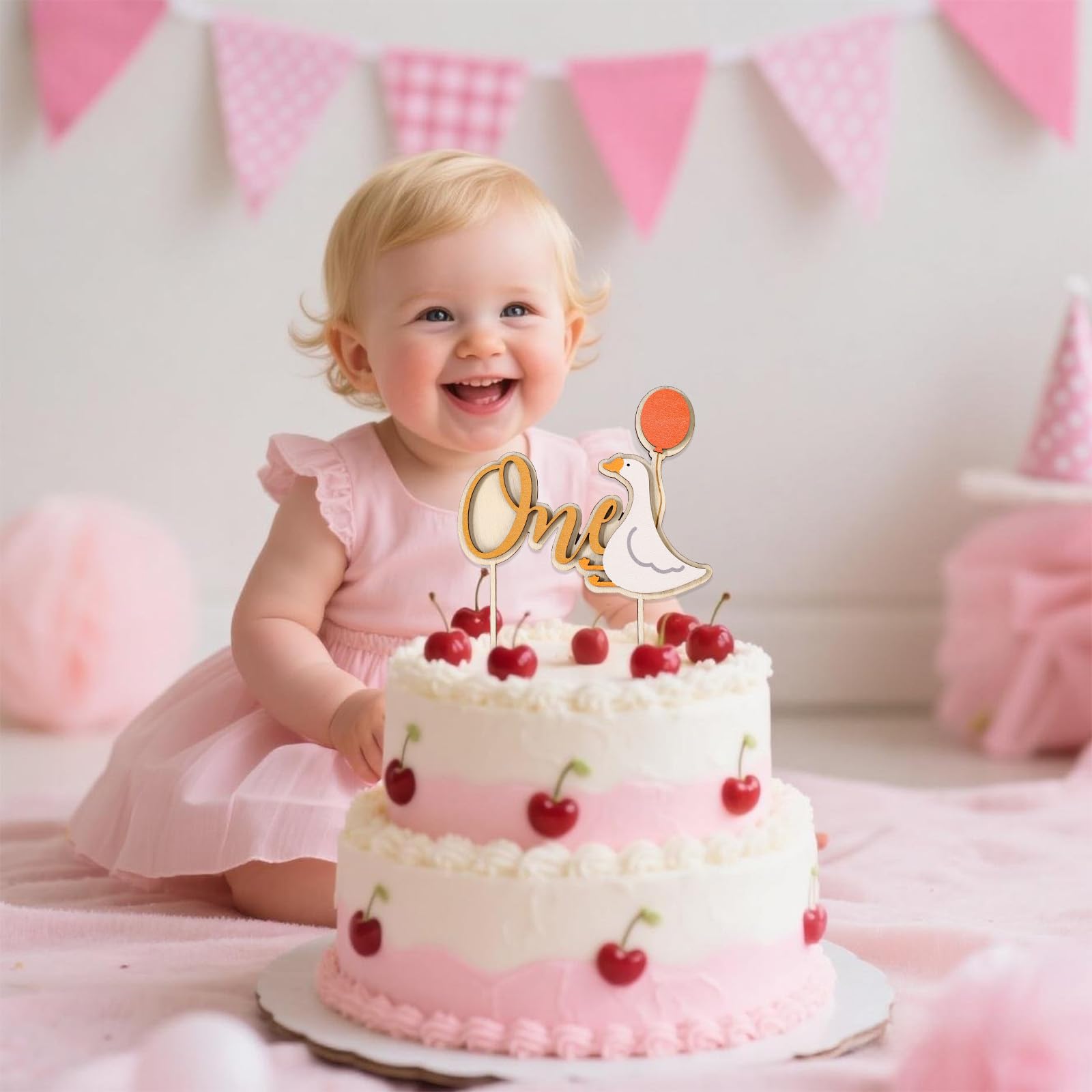 Decorazioni per cupcake a forma di oca sciocca, modello per torta di compleanno per bambina, decorazioni per torte di compleanno a forma di oca stampabili B879 - Italia
