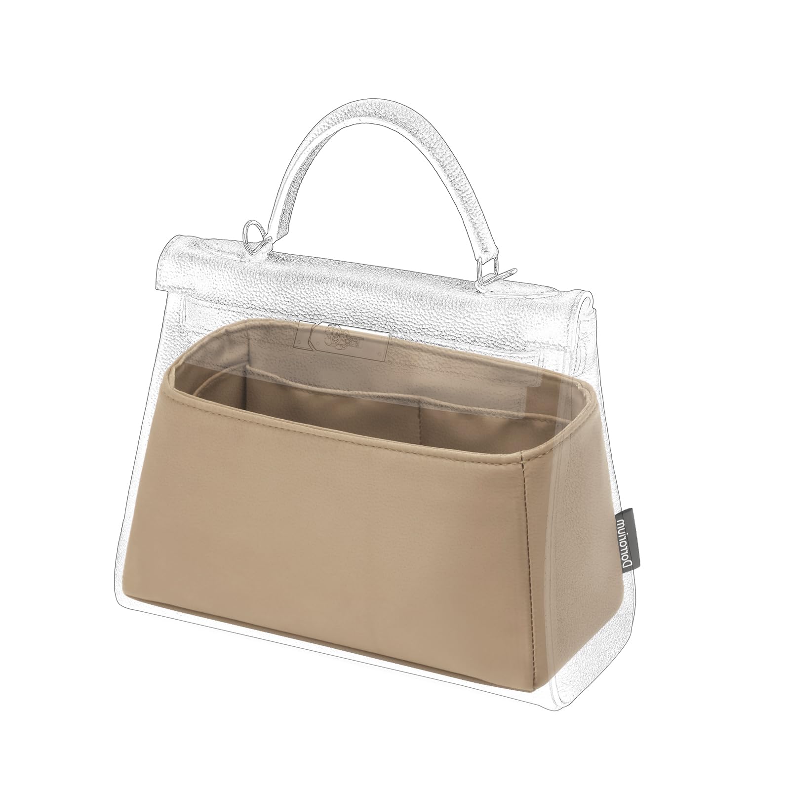Silk Purse Organizer Insert Fits Hermes Kelly, Luxury Satin Bag Shaper with Divider, Silky Smooth Non-Slip Handbag Organizer for Designer Bags