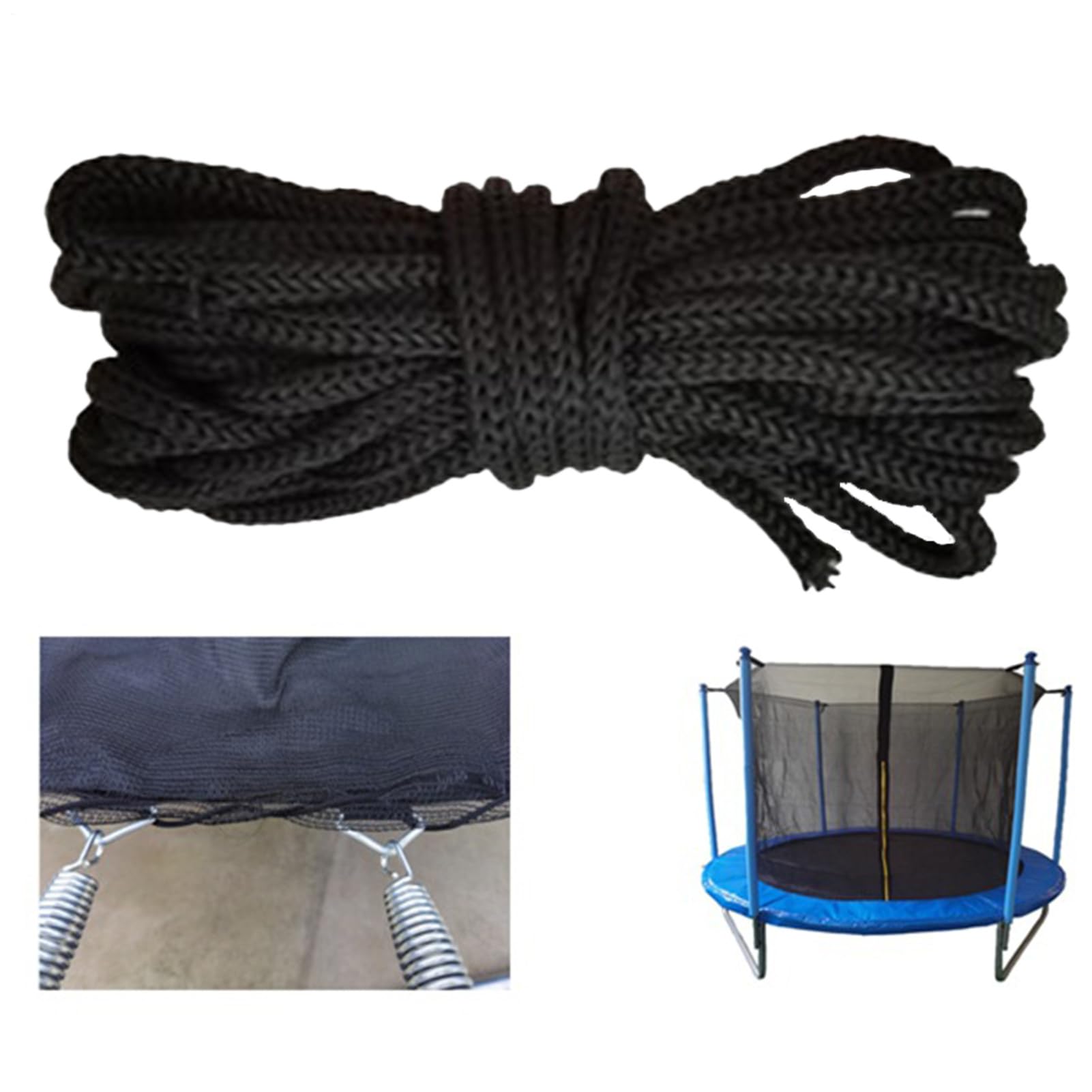 4 szt. linek do siatki trampoliny, 4,6 m, czarna lina mocująca, części zamienne, lina łącząca siatkę do trampoliny