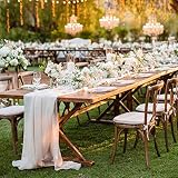 5 Pieces 10Ft Wedding Table Runner Ivory Chiffon Table Runners Sheer Wedding Arch Overlay Fabric for
