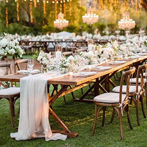 5 Pieces 10Ft Wedding Table Runner Ivory Chiffon Table Runners Sheer Wedding Arch Overlay Fabric For Birthday Bridal Party Decorations #TOP21