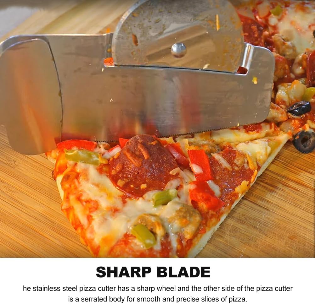 Baskety Pizza Cutter Wheel 4 in 1 Design Super Sharp Slicer Easy to Cut and Serve All Stainless Steel Dishwasher Safe Pizza Knife Cutter Tool 2