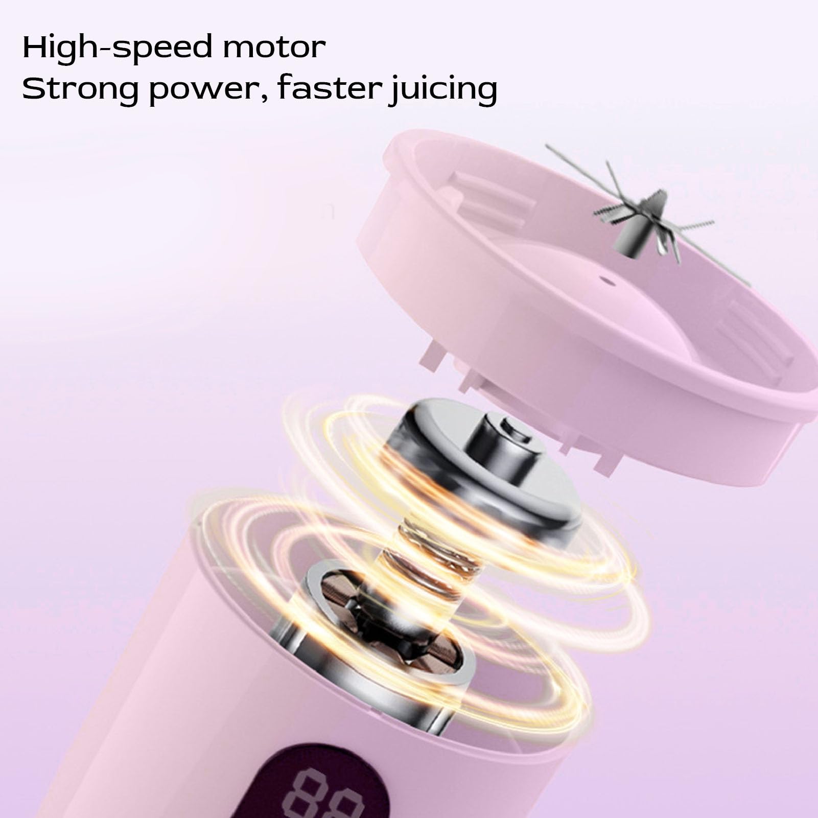 Cuifati Persönlicher Tragbarer Mixer, 500 Ml Mixbecher, 16 Edelstahlklingen, Wiederaufladbar über USB Typ C für Säfte, Babynahrung und Protein-Shakes (Rosa)
