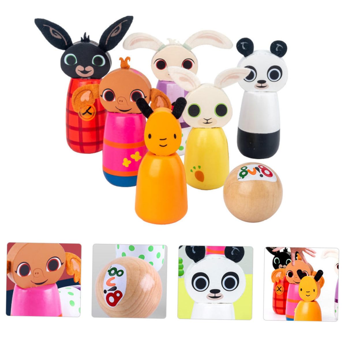 Ensemble de Bowling en Bois pour Garçon et Filles, Jeu de Quilles Animaux 1