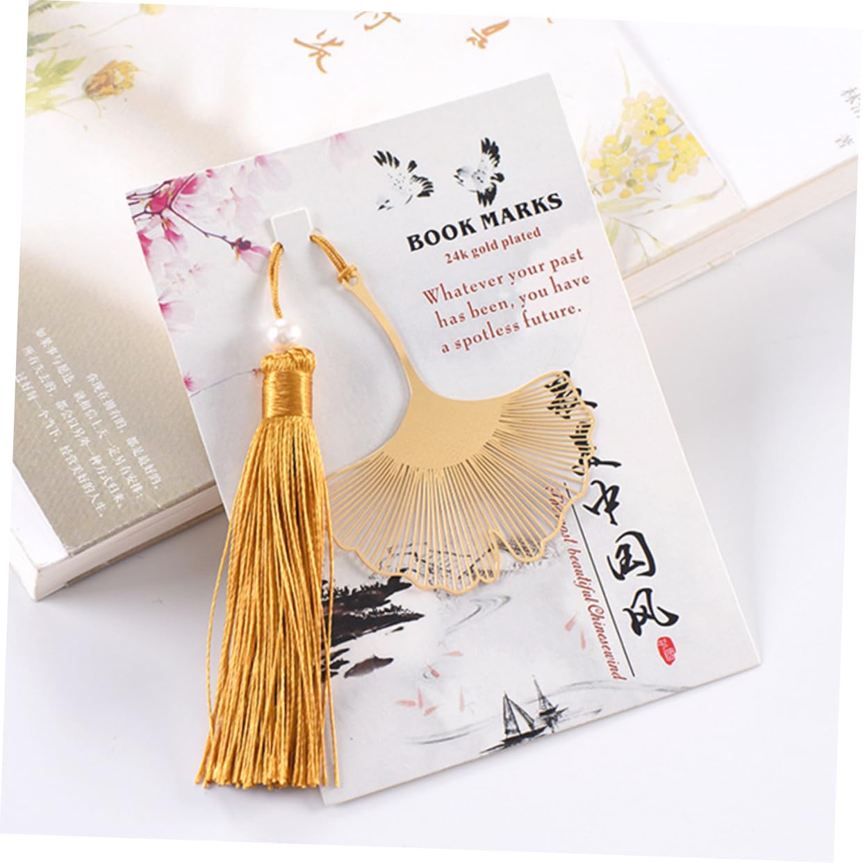 NUOBESTY 12pièces Marque-page Créatif Forme Ginkgo Avec Pompon Laiton Creux Accessoire Décoratif Chinois Pour Carnets Pour Étudiants Et Lecteurs