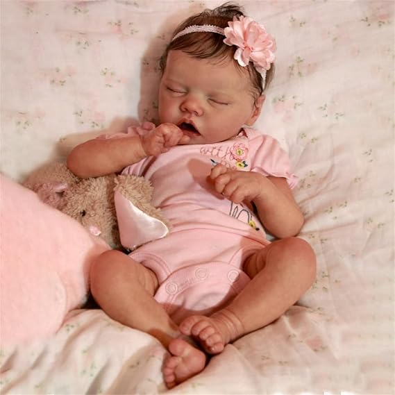 Reborn Dolls Soft Body Lifelike Baby Dolls Girl Realistic 18 Inch Real Life Baby Newborn Doll Washable Silicone Baby Dolls Full Body Vinyl Reborn Doll Complete Accessories for Kids Ages 3+ Gift