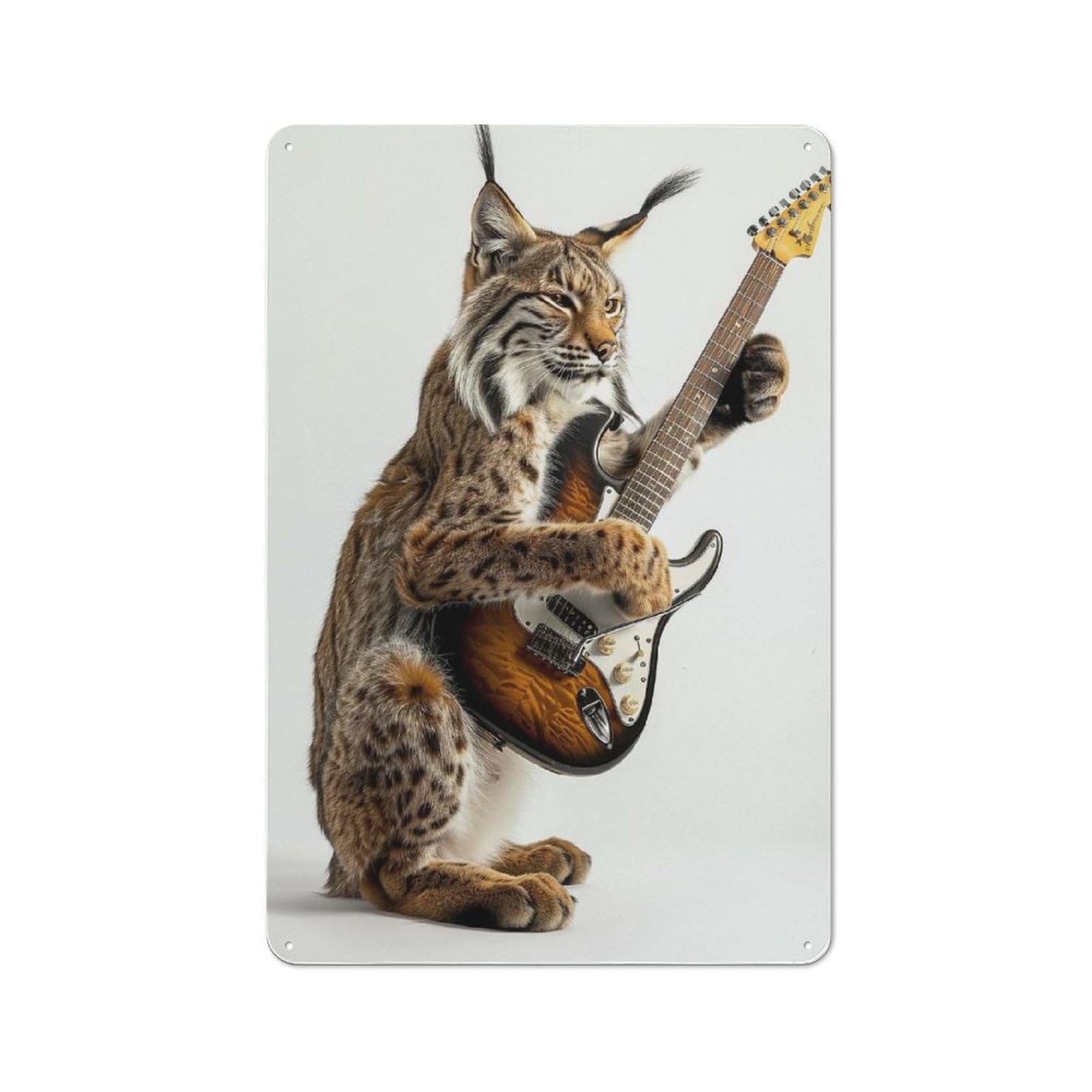 Junmoney Style-22 Lynx Guitar Retro Tin Wall Plaque 30X20cm For Hobby Room Or Studio, For Garage, Workshop And Man Cave Decoration