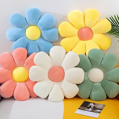 Miniatura 5 de Cojín de asiento de flor de margarita, almohada de lectura de flores suaves, cojín de felpa para respaldo de silla, decoración para niñas (azul,