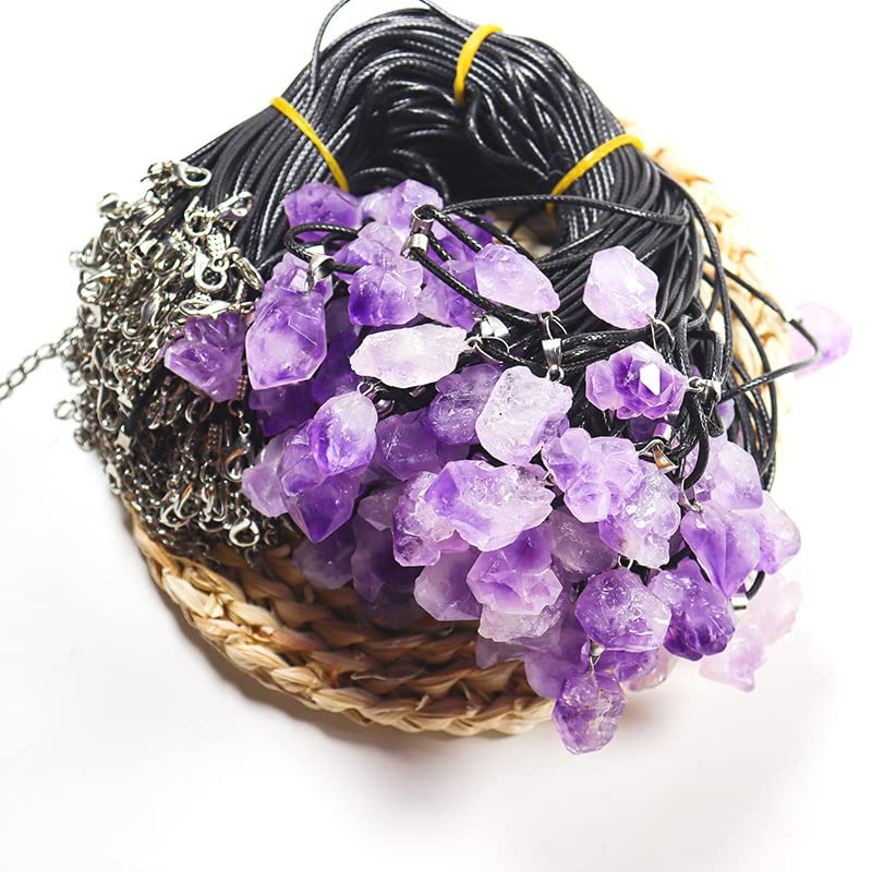 Natural Amethyst Pendant Necklace - Uruguayan Crystal On Leather Cord, Unisex Spiritual Jewelry - View #4