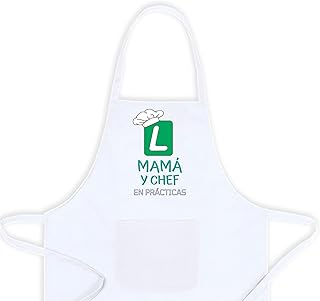 Delantal Día de la Madre para mamá – Original y divertido con bolsillo | Talla única 65×90 cm y 115 g | Diseños con frases...