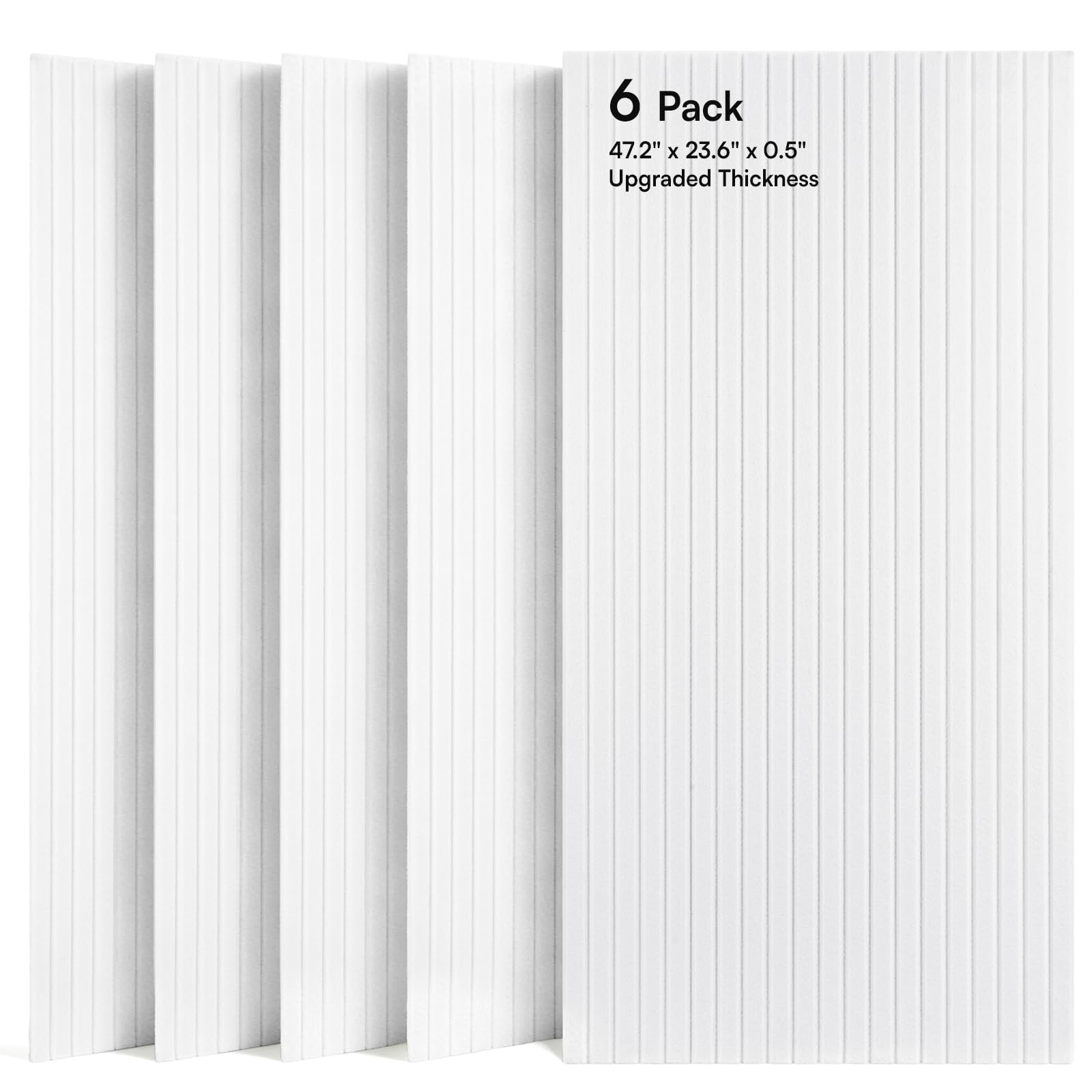 SODOCT 6 Pack Large Acoustic Panels, 47.2" X 23.6" X 0.5" Sound Proof Panels for Walls, High Density Sound Absorbing Panels for Home Studio &amp; Office, White