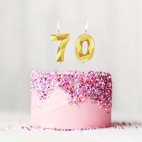 Miniatura 91 de Nuanchu Velas de cumpleaños número 21 y 12 con forma de diamante 3D, velas numéricas de feliz cumpleaños 21 para decoración de boda, fiesta Dorado