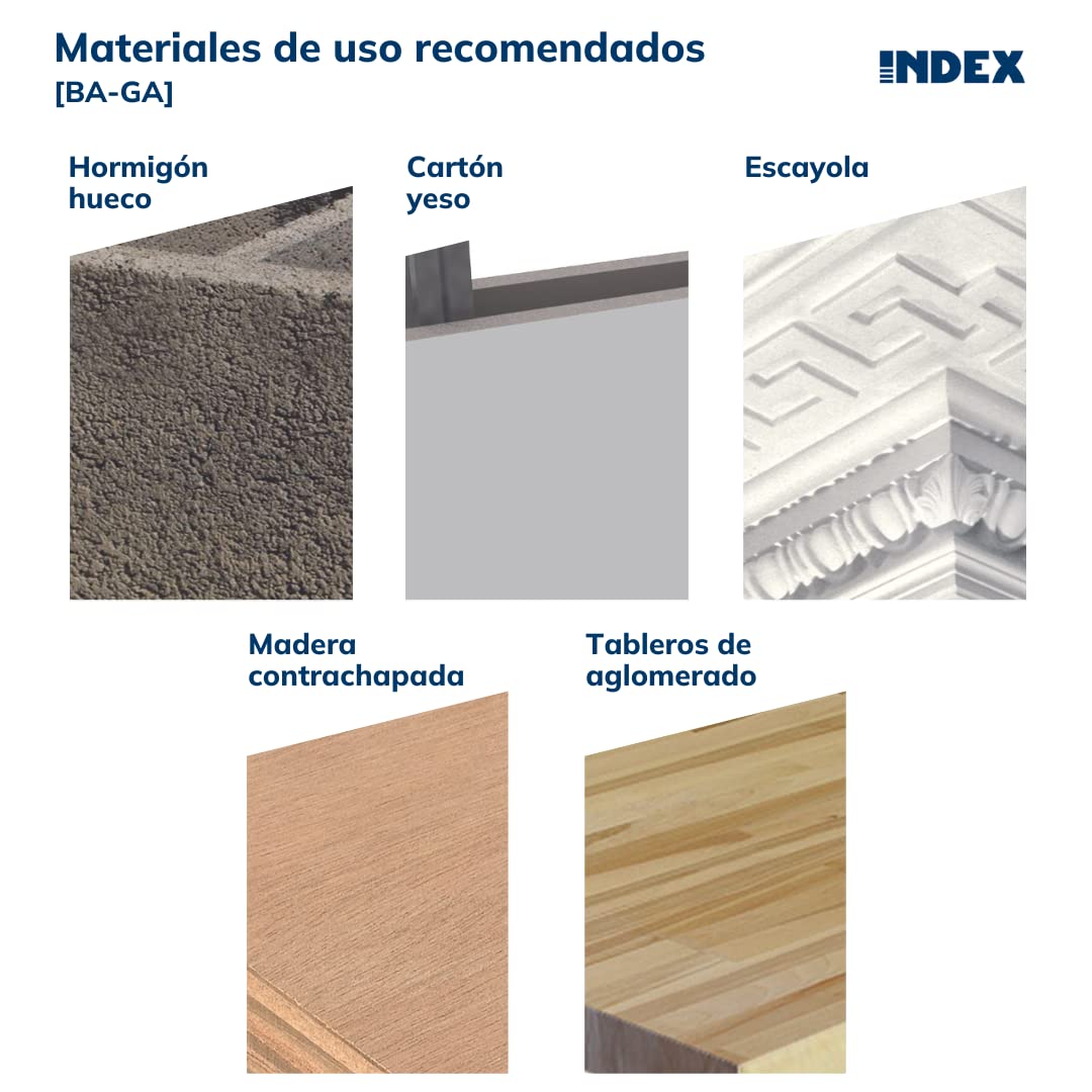 INDEX Fixing Systems BA-GA - Pack de 50 basculantes por gravedad para la fijación de elementos ligeros en falsos techos GRAVITEX, de gancho (recubrimiento cincado, M4, diámetro de 12 mm)