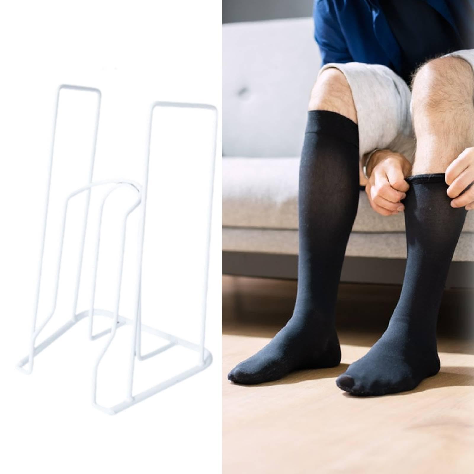 perfeclan Dispositivo para ponerse calcetines, herramienta plegable que ahorra espacio, compacta, para mujeres, flexible, ligera, para mayores,