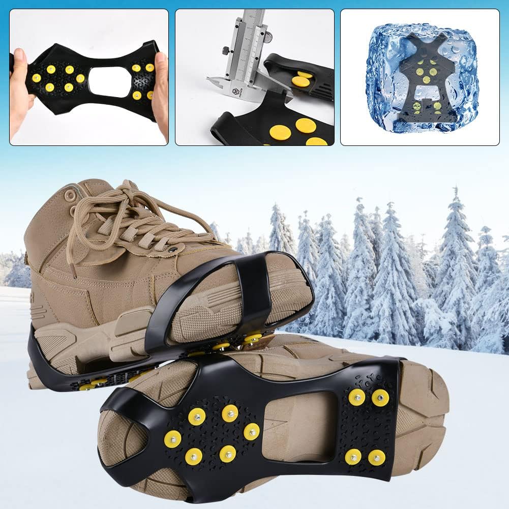 Flintronic Crampons à Neige Antidérapants en Acier Inoxydable pour Chaussures, Griffes à Glace Universelles