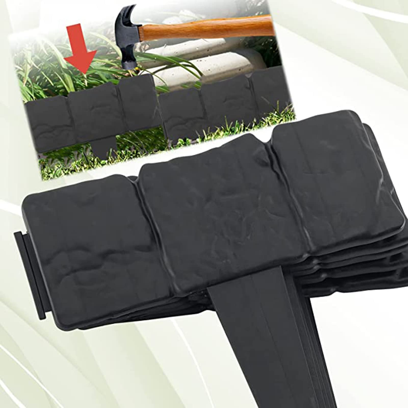 AOMYTEIC Gartenzaun Set, 20-teilig – Flexible Kunststoff-Einfassung Ohne Graben, Ideal Für Beete & Wege