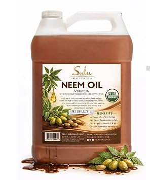 SULU ORGANICS 100% Pure Unrefined Virgin Cold Pressed Neem Oil 1 Gallon 128 FL.OZ
