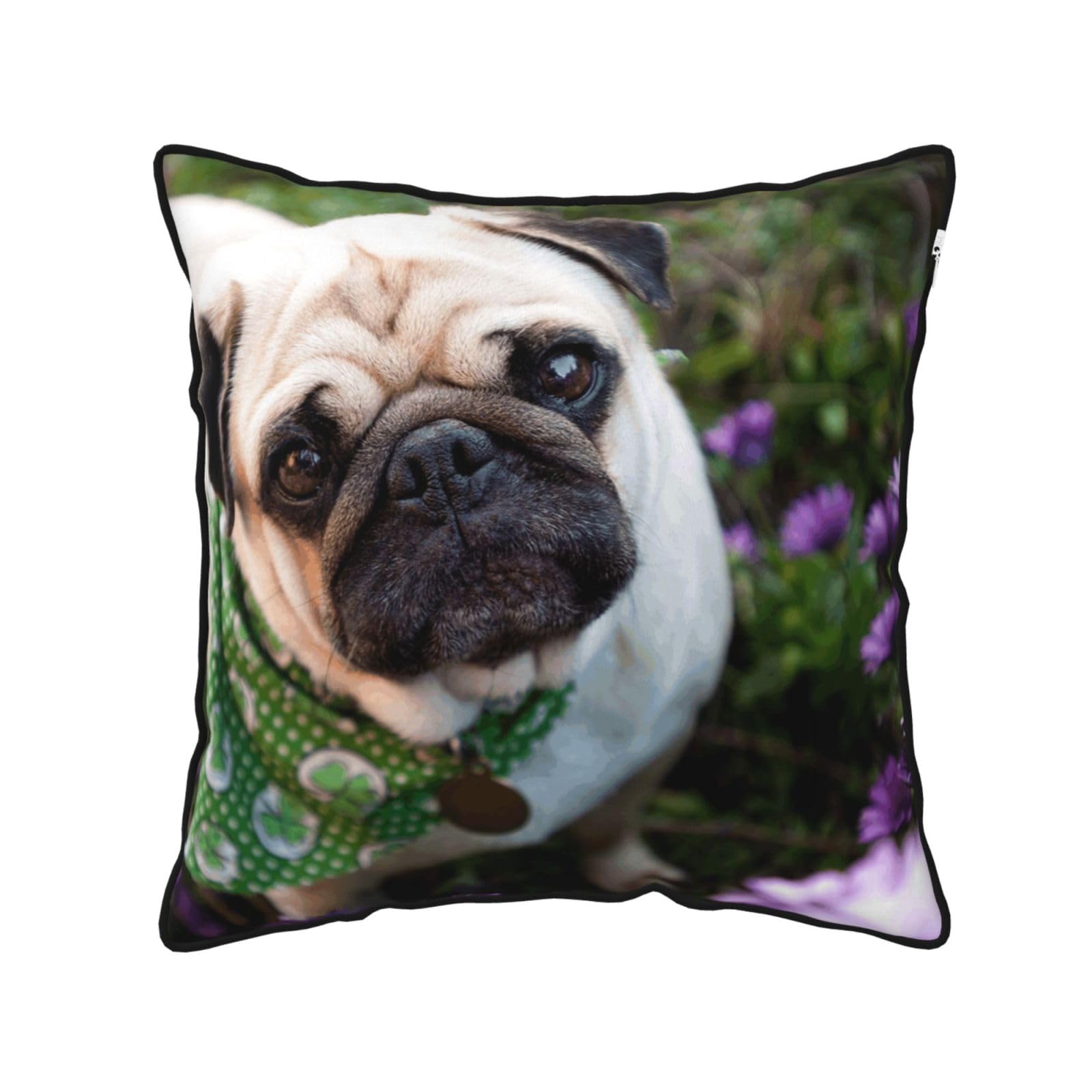 FZGGWYHL pugs in the garden printed Velvet Throw Pillow Cover Pillowcase
