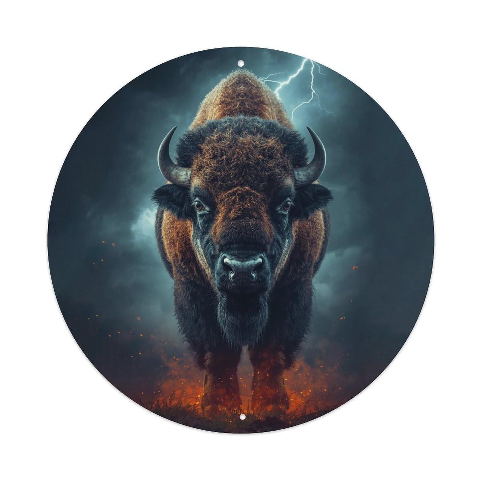 Cwbufd Vintage Style Animal American Bison Wildlife Nature Strength Stormy Vintage Metal Tin Sign Plaque Wall Decor For Cafe, Club Bar, Office, Garden Metal Poster 8X8inch