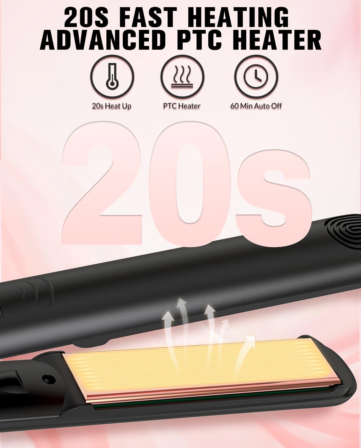 Flat Iron Hair Straightener, Ceramic Hair Straightener and Curler 2 in 1, Rapid 30-Second Heat-Up Hair Straightening Iron with Floating Plates for Less Frizz, Shinier & Smoother Hair