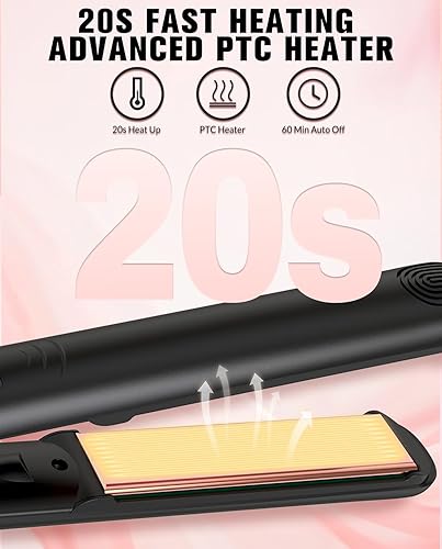 Miniatura 5 de Plancha plana para alisar el cabello, alisador y rizador de pelo de cerámica 2 en 1, plancha de calor rápido de 30 segundos con placas flotantes