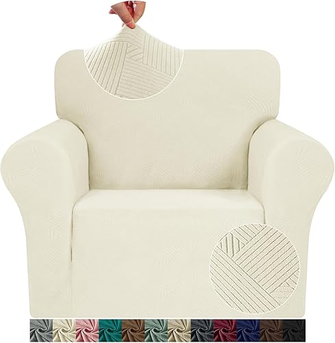 JIVINER Funda para silla de sala de estar, 1 pieza con brazos de alta elasticidad, protector de muebles para sofá con parte inferior elástica (S,