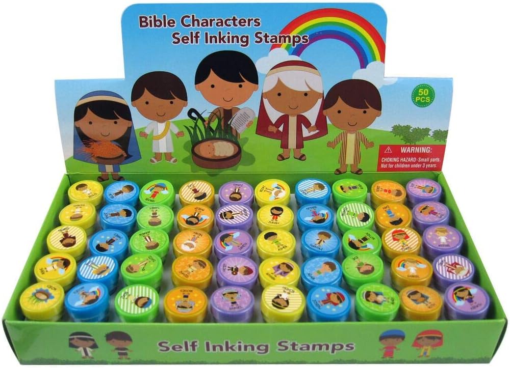 Tiny Mills 50 Pcs Bible Characters Religious Assorted Stampers for Kids
