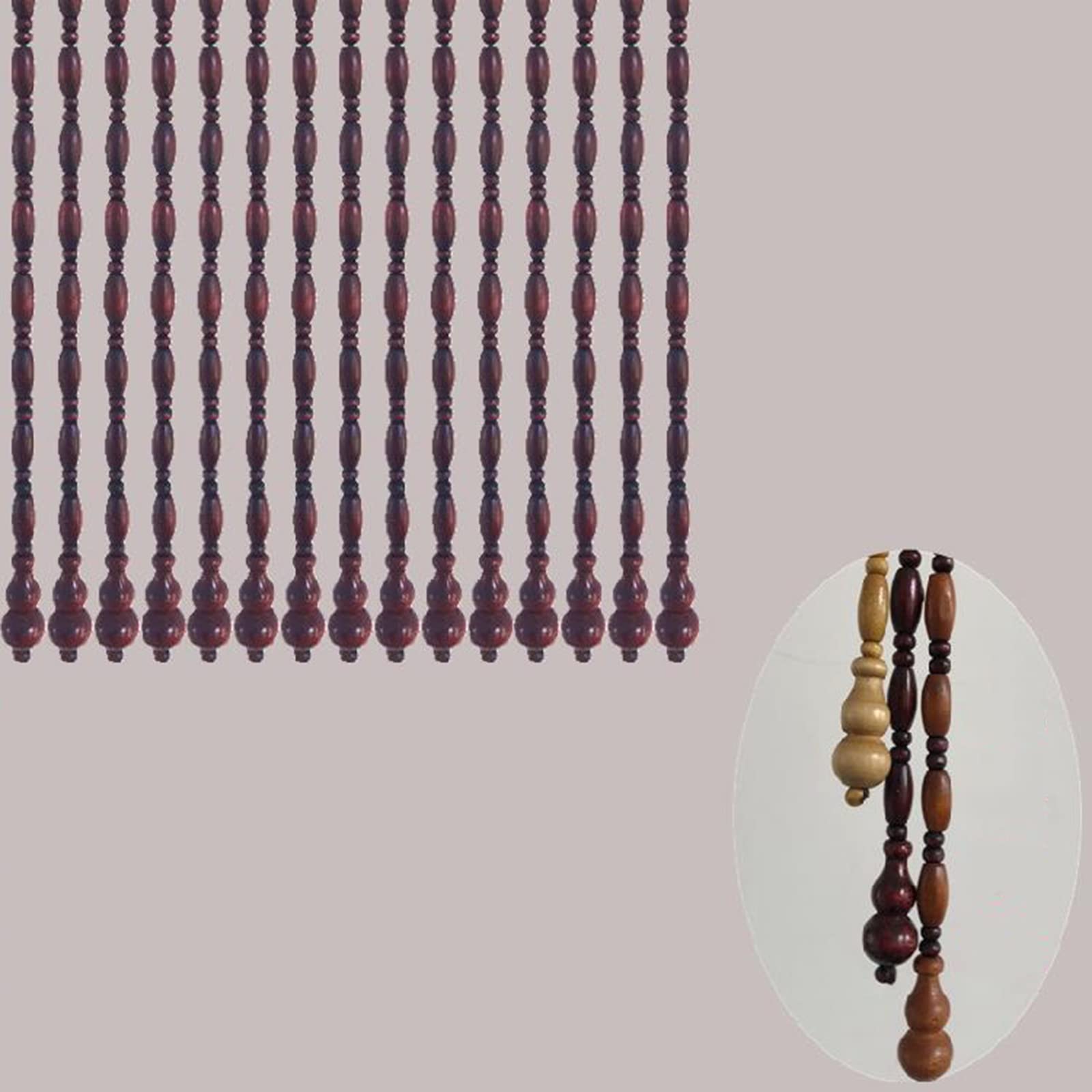 Rideau de Porte Suspendu,Rideau de Perles en Bois Naturel,Fait à la Main,Rideaux Decore Votre Chambre pour Maison,Salon,Chambre à Coucher,avec Accessoires,Personnalisable (41 strands 80x200cm)