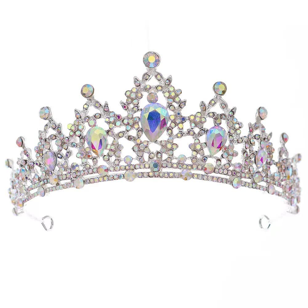 Decentraland Tiara de boda con diamantes de imitación de cristal para novia, boda, princesa, reina, coronación, fiesta de cumpleaños, corona plateada, para niñas y mujeres, carnaval, fiesta de vacaciones,