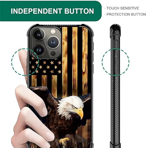Vista 583 de Funda compatible con iPhone 13 Pro, diseño de patrón para iPhone 13 Pro, fundas para mujeres y niñas, Betsy Ross 13 estrellas de madera con bandera