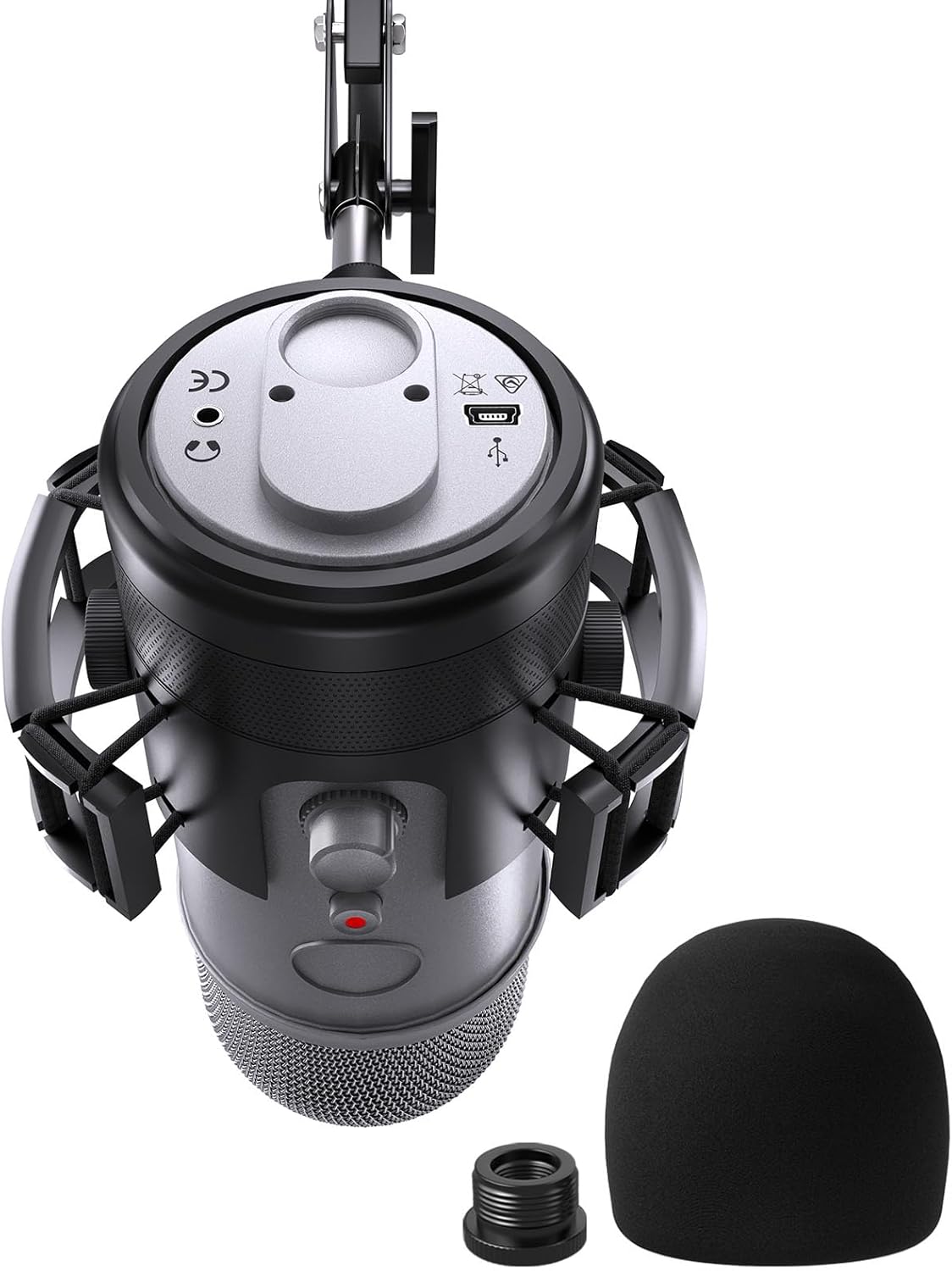 Borenbuir [Custom Built for Blue Yeti Shock Mount with Pop Filter], 2025 Upgrade Anti-Vibration Suspension Elastic Shock Mount Holder Clip Mics Stand with Screw Adapter Compatible with Yeti Microphone