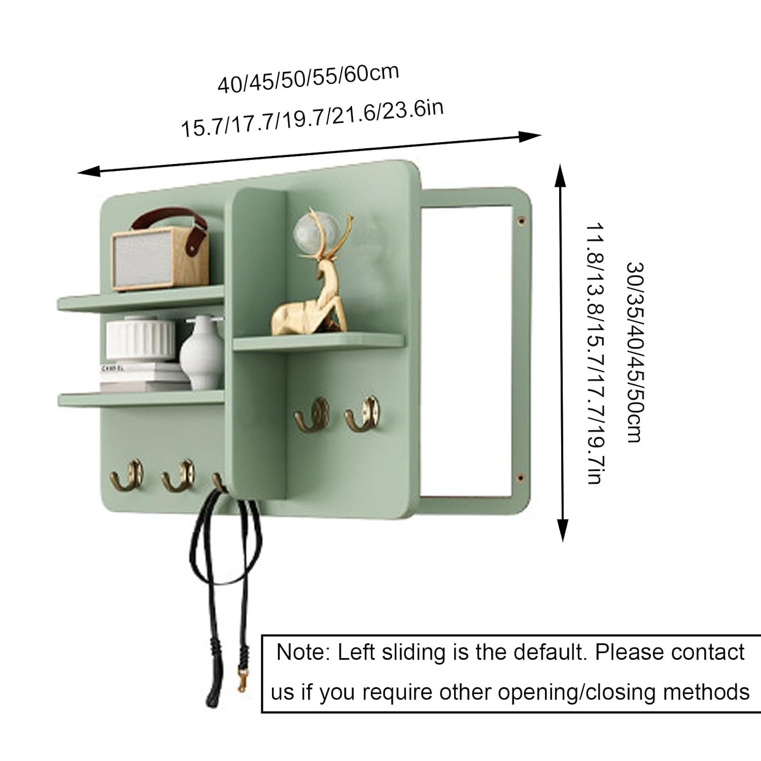 Electric Meter Box Cover Decorative with Shelves & Hooks, Hidden Circuit Breaker Panel, Wooden Decor Cover for Living Room Bedroom Office(Wood 1,60 * 40cm/23.6 * 15.7in)