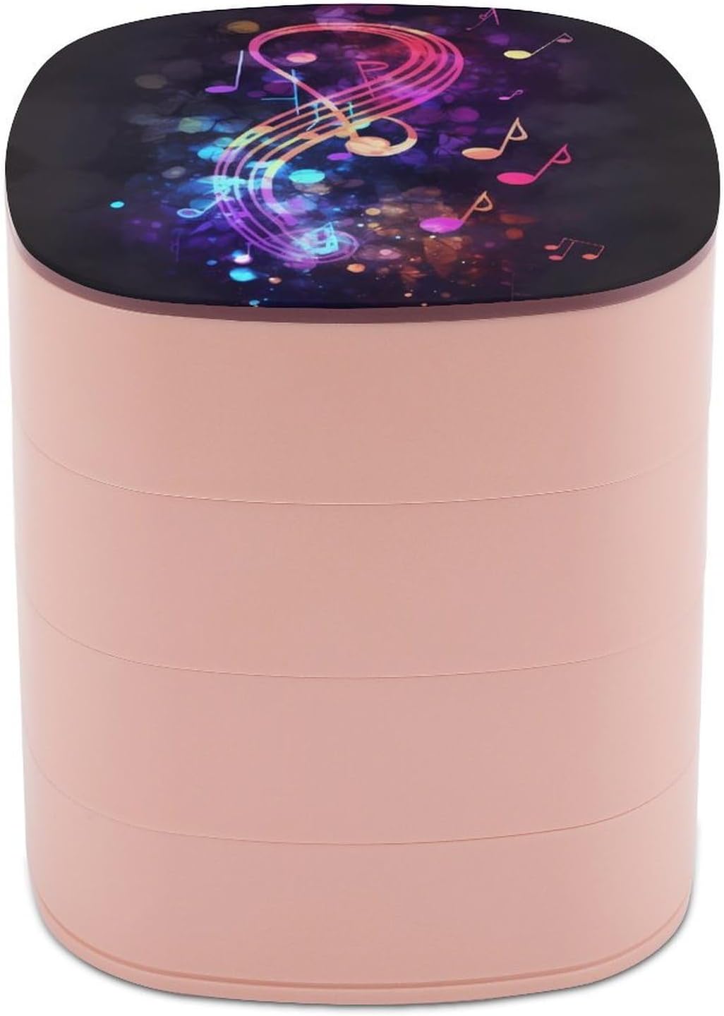 Jewelry Storage Box Colorful Galaxy Music Note Rotating Jewelry Accessory Storage Tray with Lid for Earrings Rings Necklaces Bracelets