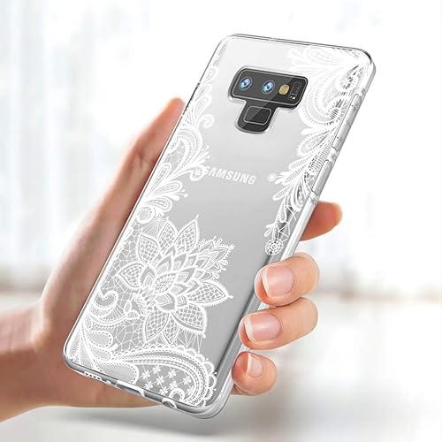 Miniatura 2 de Funda de teléfono para Galaxy Note 9, para Samsung Note 9, para niñas y mujeres, delgada, a prueba de golpes, transparente, patrón floral, suave y