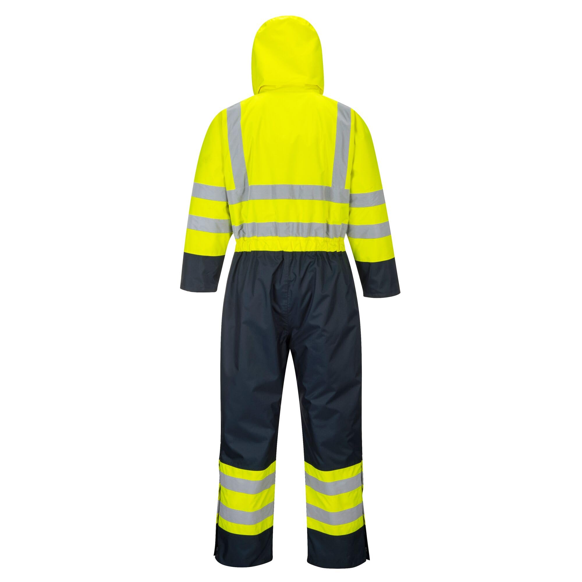 Portwest S485 Ostrzegawczy Kontrastowy Ocieplany Kombinezon, Żółty/Granatowy, Rozmiarowy XXXL