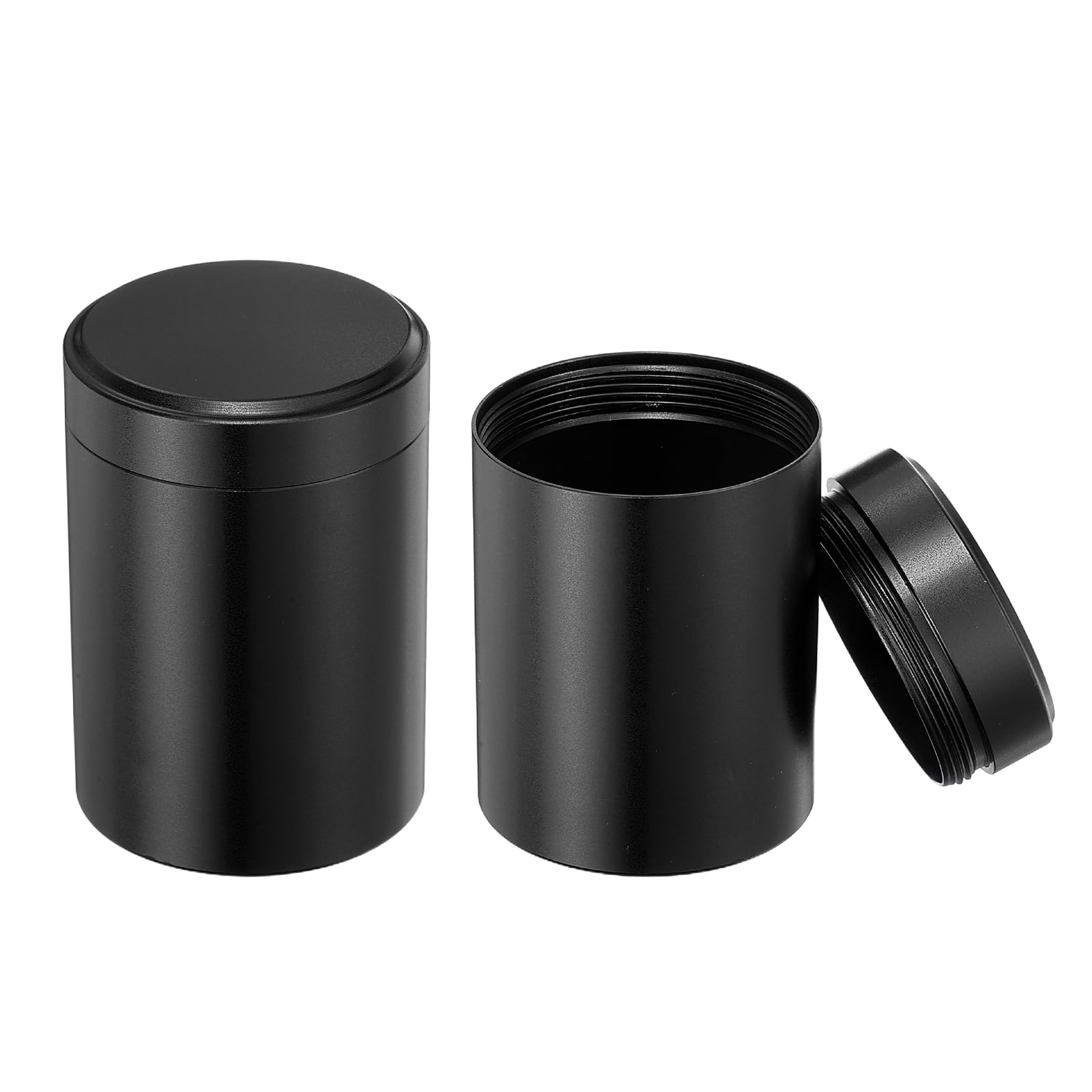 sourcing map 2 Pcs Round Tea Canisters, 2.6" x 1.8" Portable Storage Jar Airtight Metal Tea Containers with Lids for Storing Coffee Beans Cookies Spices Candies Candles DIY, Black