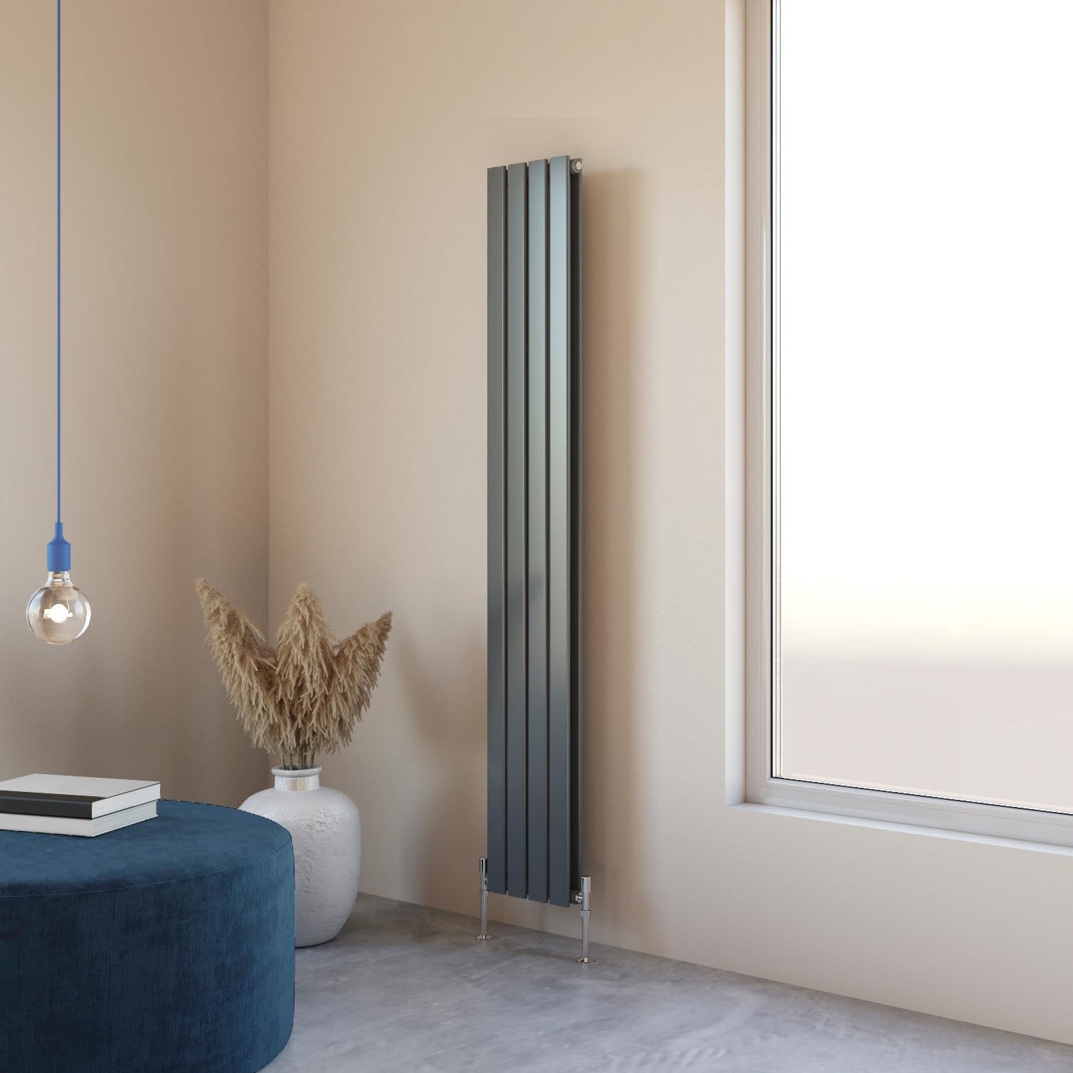 Flat Panel Radiator 1800x272mm Vertical Design Double Tall Upright Anthracite Central Heating Rad UK