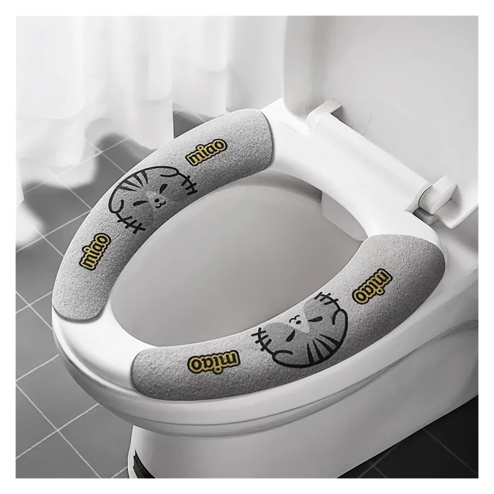 MZSKLW Padded Toilet Seat 2pair Soft Cartoon Washable Cushion WC Toilet Sticky Seat Pad Bathroom Warmer Lid Cover Universal(Routine-gery)