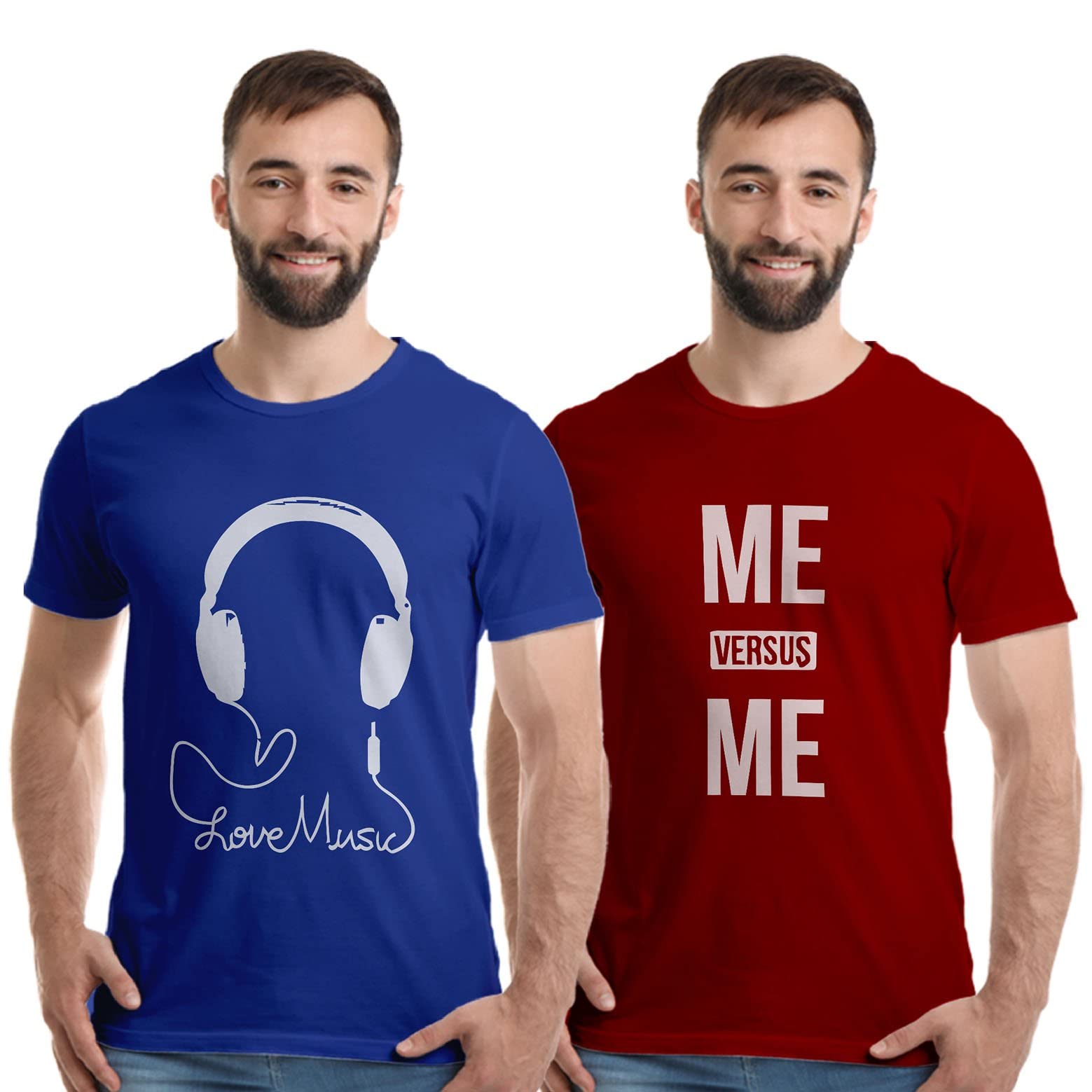 Boodbuck Printed Cotton T-Shirt for Men Combo Pack of 2