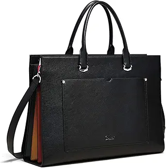 CLUCI Leather Briefcase for Women Laptop 15.6 Inch Slim Business Ladies Work Shoulder Bag