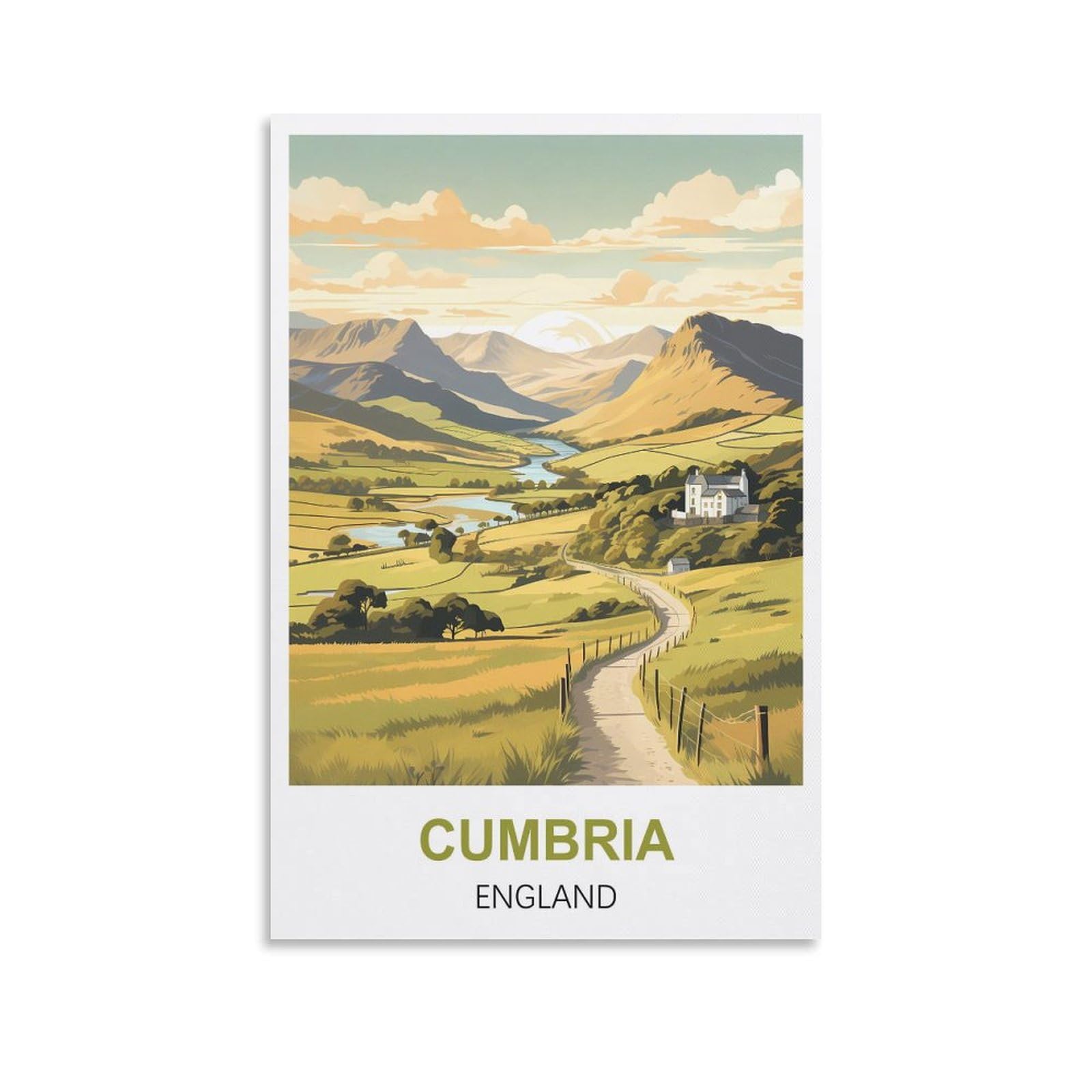 EZMLFA 5D Diamond Art Kits for Beginner,Cumbria England,Diamond Picture Art for Beginner, DIY Gem Cross Stitch Creative Gift Home Wall Decor 40x40cm