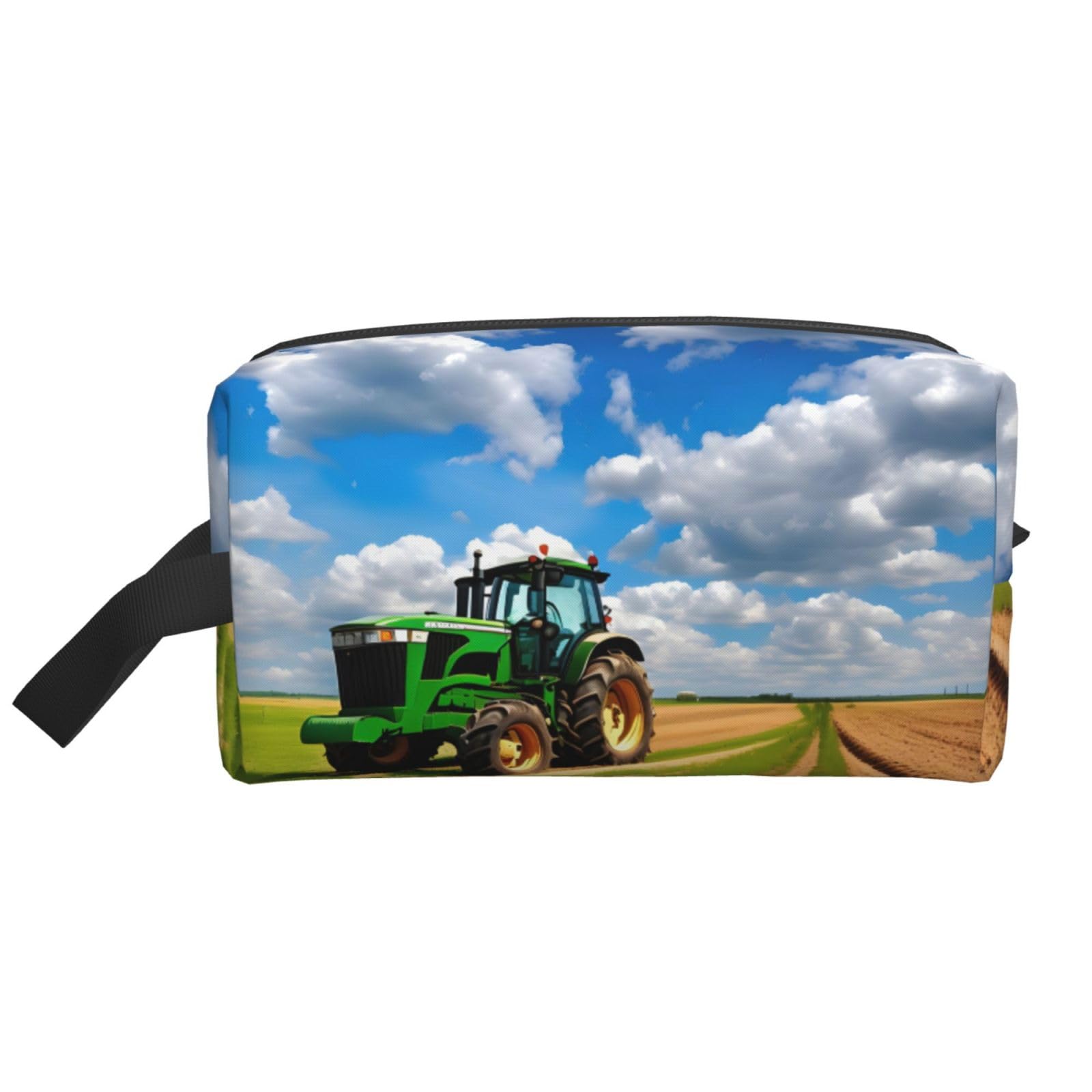 NOUZU Tractor under blue sky and white clouds print Travel Toiletry bag Toiletry bag for women men Cosmetic bag Travel accessories for Women Men