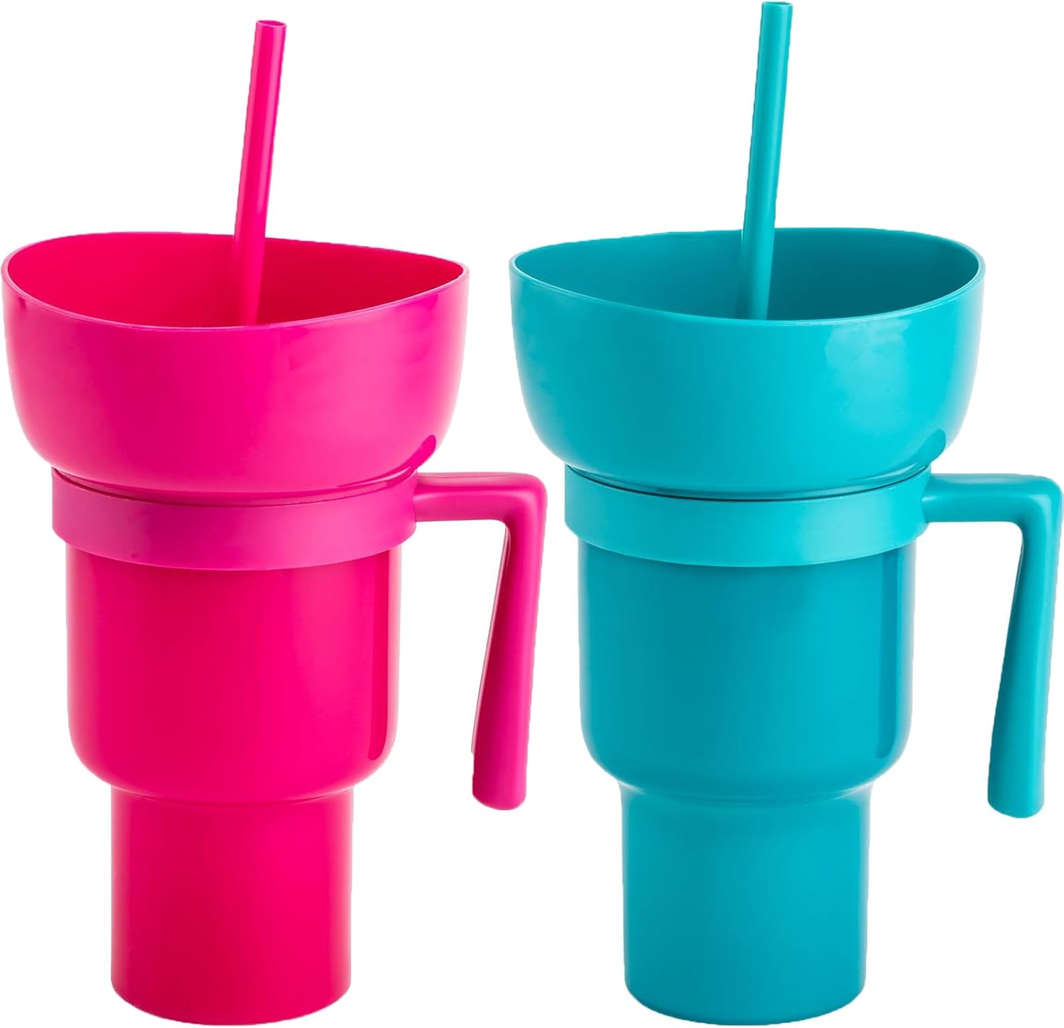 Amazon スタジアムタンブラー スナックボウル付き 大人用スナックとドリンクカップ、ストロー付き2 In 1スナックタンブラー