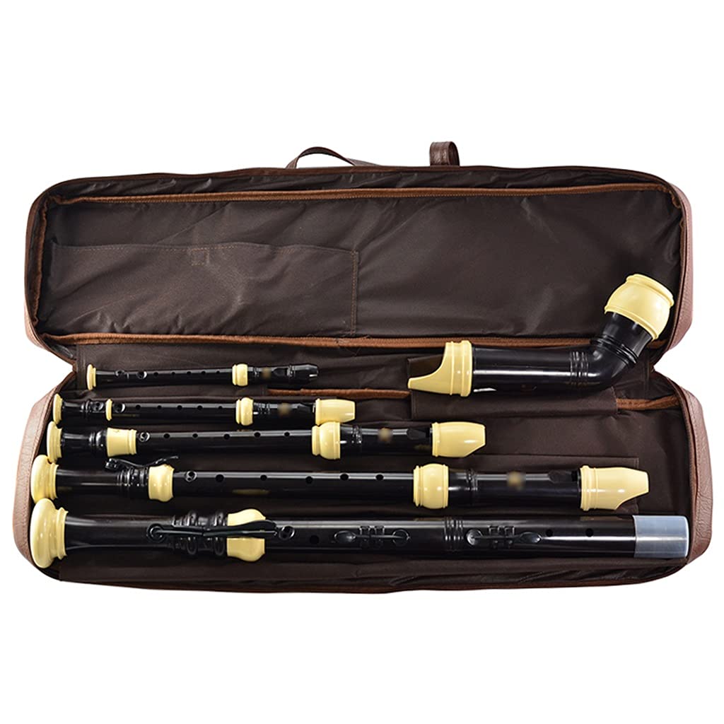 Blockflöten Blockflöte Lernen Erwachsene Erwachsene C-Taste Barock 8-Loch Blockflötensatz, Band Performance Britische Blockflöte, 5-teilig, Mit Ledertasche (Color : Black, Size : 5 Pieces)