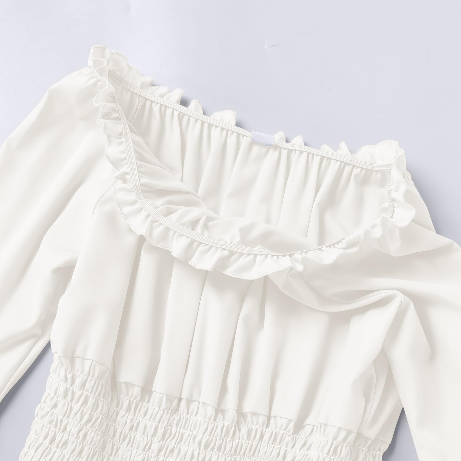 ABEHIK Damen Mittelalter Gothic Oberteil Kostüm Langarm Renaissance Trachtenbluse Shirt Falten Ärmelstulpe Korsett Bluse Off Shoulder Top