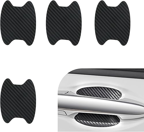 Tesnaao Paquete de 4 calcomanías para cuenco de puerta de automóvil, 3.5 x 3.3 pulgadas, decoración antiarañazos, pintura protectora, autoadhesiva,