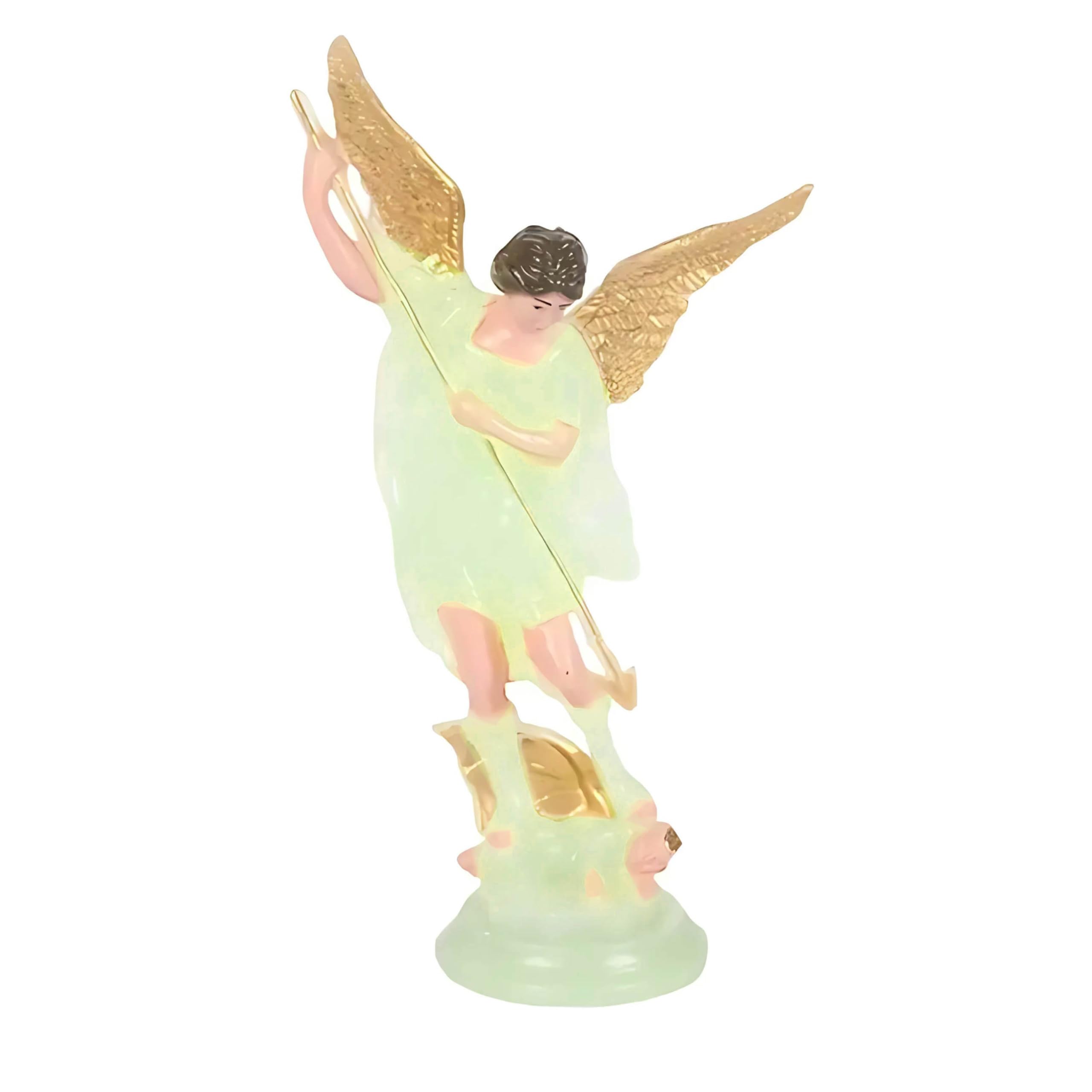 M Men Style Plastic Archangel St Michael Statue for Home Altar Decoration, Collectibles, Home, Table Car Green and Gold Plastic CarDash202536